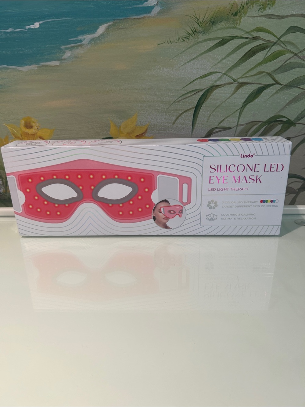 NIB Lindo Silicone 7 Color LED Light Therapy Eye Mask in Pink